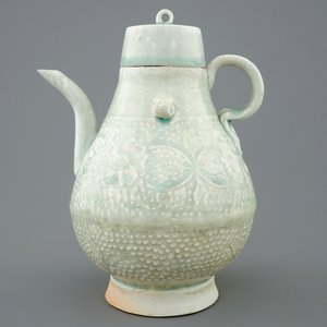 Een Chinese qingbai dekselkan met relëfdecor, Zuidelijke Song Dynastie (1127-1279) — foto 2