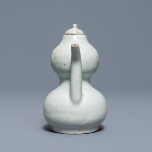 Een Chinese qingbai dekselkan, Yuan — foto 5