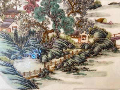 Een Chinese rechthoekige famille rose plaquette, Wang Yeting 汪野亭 zegelmerk, Republiek — foto 3