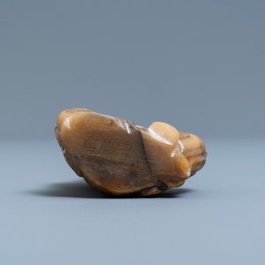 Een Chinese Shoushan zeepstenen figuur van een bebaarde man, 18e eeuw — foto 7