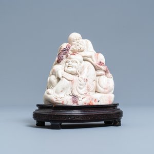 Een Chinese Shoushan zeepstenen groep met onsterfelijken, Jiaqing — foto 1