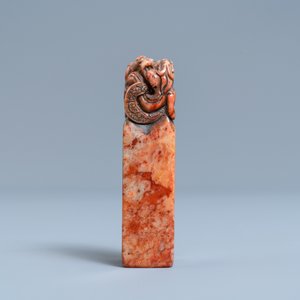 Een Chinese Shoushan zeepstenen zegelstempel, Qing — foto 4