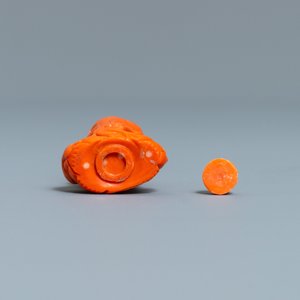 Een Chinese snuiffles in rood koraal met een draak, Republiek — foto 7