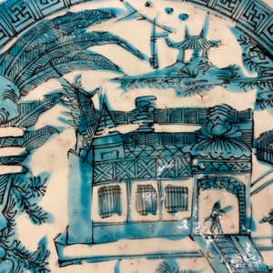 Een Chinese Swatow schotel met een tempelzicht, Ming — foto 12