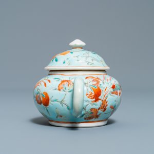 Een Chinese theepot met turquoise fondkleur voor de Straits of Peranakan markt, 19e eeuw — foto 3