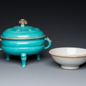 Een Chinese turquoise-geglazuurde dekselkom, 19e eeuw — foto 2