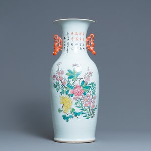 Een Chinese vaas met dubbel qianjiang cai en famille rose decor, 19/20e eeuw — foto 3