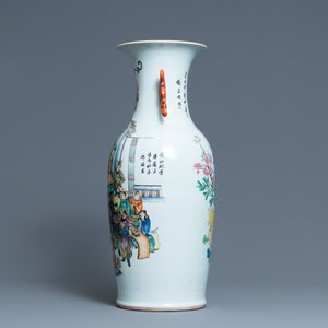Een Chinese vaas met dubbel qianjiang cai en famille rose decor, 19/20e eeuw — foto 4