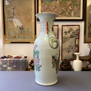 Een Chinese vaas met dubbel qianjiang cai en famille rose decor, 19/20e eeuw — foto 8