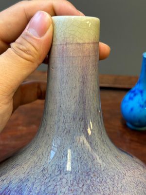 Een Chinese vaas met flambé glazuur en een vaas met blauwe spatten op turquoise fondkleur, Daoguang merk, 19/20e eeuw — foto 15