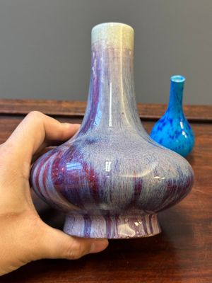 Een Chinese vaas met flambé glazuur en een vaas met blauwe spatten op turquoise fondkleur, Daoguang merk, 19/20e eeuw — foto 10
