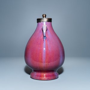 Een Chinese vaas met flambé glazuur tot lamp omgevormd, Qianlong — foto 4