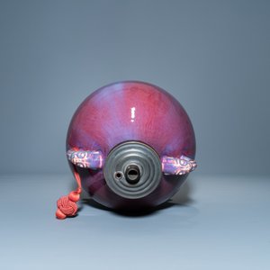 Een Chinese vaas met flambé glazuur tot lamp omgevormd, Qianlong — foto 5