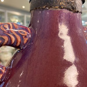Een Chinese vaas met flambé glazuur tot lamp omgevormd, Qianlong — foto 10