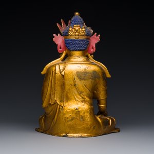 Een Chinese vergulde bronzen sculptuur van Shakyamuni Boeddha, 15/16e eeuw — foto 3