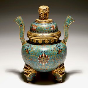 Een Chinese vergulde cloisonné wierookbrander met deksel, Qianlong merk, 19/20e eeuw — foto 2