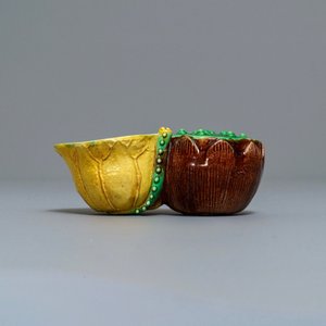 Een Chinese verte biscuit lotusvormige waterdruppelaar, Kangxi — foto 2