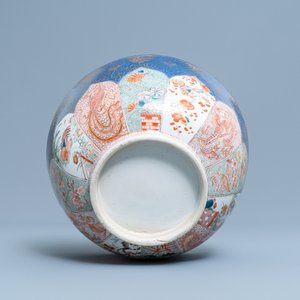 Een Chinese verte-Imari kom met poederblauwe fondkleur, Kangxi — foto 6