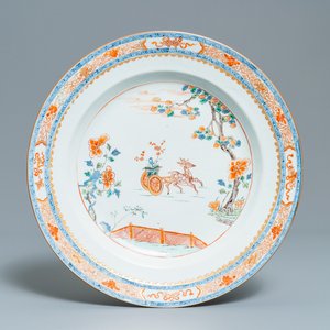 Een Chinese verte-Imari schotel met een hert, Kangxi — foto 1