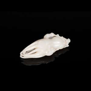 Een Chinese witte jade sculptuur van een 'Boeddha hand' met aapjes, Qing — foto 7