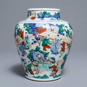 Een Chinese wucai '100 jongens' balustervaas, Transitie periode — foto 1