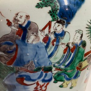 Een Chinese wucai dekselvaas met onsterfelijken, Shunzhi — foto 31