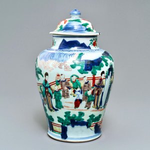 Een Chinese wucai dekselvaas met spelende jongens, Transitie periode — foto 2