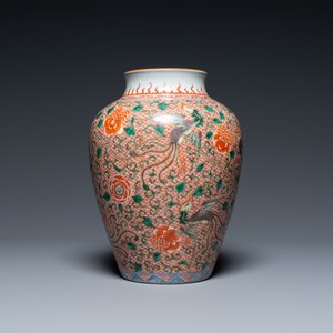 Een Chinese wucai 'feniksen' vaas, 19e eeuw — foto 3