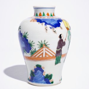Een Chinese wucai meiping vaas, 19/20e eeuw — foto 4