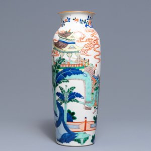 Een Chinese wucai rouleau vaas, 19e eeuw — foto 2