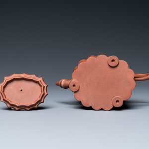 Een Chinese Yixing steengoed 'bamboe' theepot, Kangxi — foto 7
