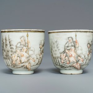 Een collectie Chinees famille rose en grisaille theegoed, Yongzheng/Qianlong — foto 12