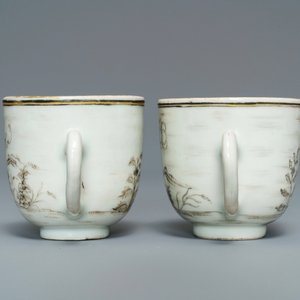 Een collectie Chinees famille rose en grisaille theegoed, Yongzheng/Qianlong — foto 14