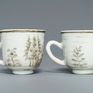 Een collectie Chinees famille rose en grisaille theegoed, Yongzheng/Qianlong — foto 15