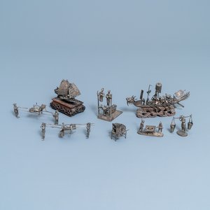 Een collectie Chinese zilveren miniaturen, 19e eeuw — foto 1