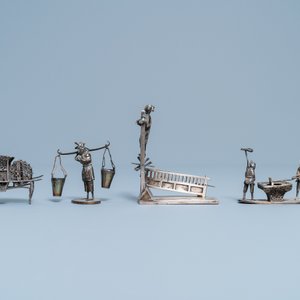 Een collectie Chinese zilveren miniaturen, 19e eeuw — foto 8