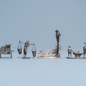 Een collectie Chinese zilveren miniaturen, 19e eeuw — foto 10