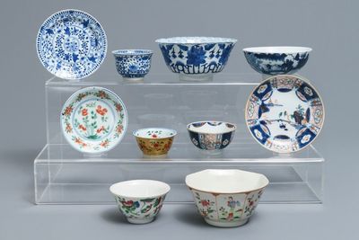 Een collectie divers Chinees blauwwit, famille rose en verte porselein, Kangxi en later