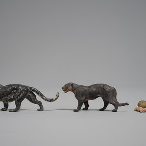 Een collectie Duitse elastoline en lineol figuren van dieren, firma Hausser, 1e helft 20e eeuw — foto 23