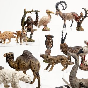 Een collectie Duitse elastoline en lineol figuren van dieren, firma Hausser, 1e helft 20e eeuw — foto 8