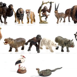 Een collectie Duitse elastoline en lineol figuren van dieren, firma Hausser, 1e helft 20e eeuw — foto 9