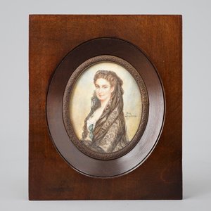 Een collectie van 10 geschilderde miniaturen op ivoor, 19/20e eeuw — foto 22