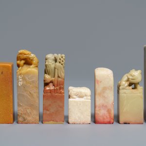Een collectie van 38 Chinese zeepstenen zegels, 19/20e eeuw — foto 12