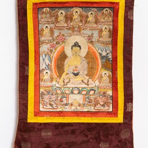 Een collectie van vijf thangkas, Tibet, 19/20e eeuw — foto 21