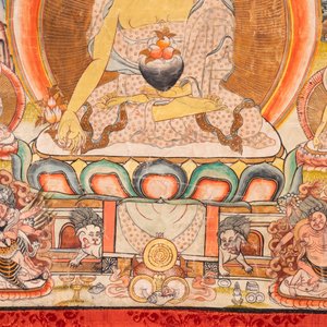 Een collectie van vijf thangkas, Tibet, 19/20e eeuw — foto 23