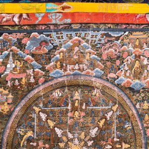 Een collectie van vijf thangkas, Tibet, 19/20e eeuw — foto 7