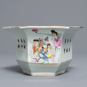 Een collectie van zes Chinese qianjiang cai vazen, 19/20e eeuw — foto 6