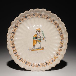 Een crespina in Italiaanse majolica met een heilige, Deruta, 17e eeuw — foto 1