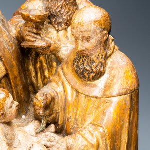 Een deels vergulde polychrome houten groep met 'De Besnijdenis', Vlaanderen, 16e eeuw — foto 11