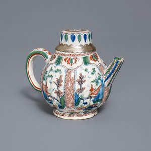 Een Delftse kasjmier palet chinoiserie theepot, 17/18e eeuw — foto 1